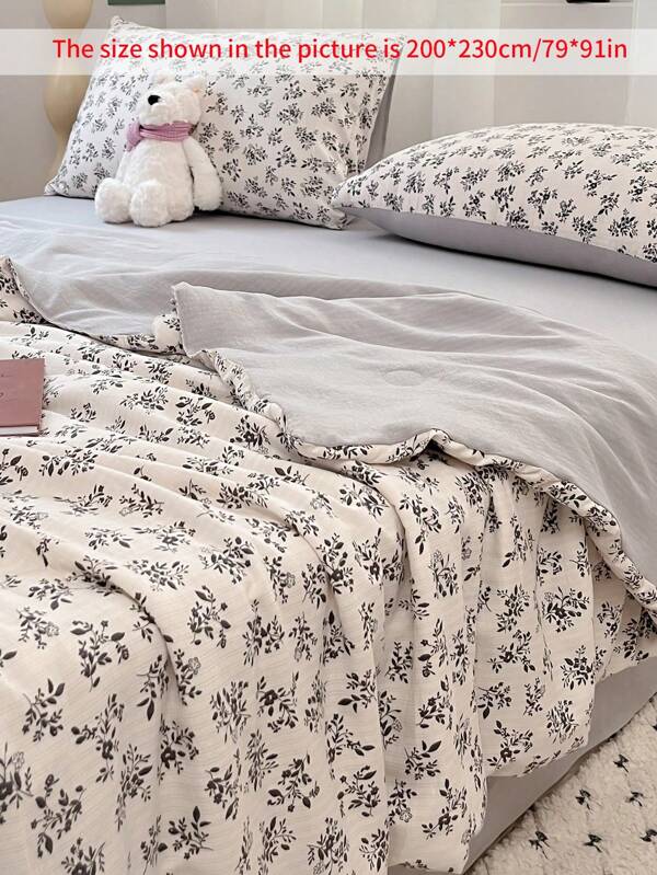 قطعة واحدة من البطانية المطبوعة بنسيج سيرساكر الصيفي، بطانية رقيقة مناسبة للاستخدام الصيفي، يمكن استخدامها كبطانية، بتصميم طباعة الأزهار، بطانية كورية ذات طراز طازج وبسيط، متاحة للاستخدام في غرفة طلاب الجامعة، قابلة للغسل في الغسالة