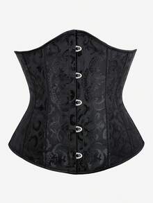 胸下束身衣提花腰部训练带瘦身束腰塑身衣，适合万圣节 - 黑色 - 查看 1