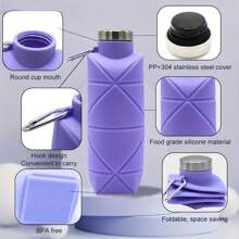 Botella de agua de silicona portátil, bebida deportiva plegable a prueba de fugas con asa, taza reutilizable lavable, equipo de camping ligero para campamento de verano al aire libre, acampada, senderismo, accesorios de viaje, utensilios de camping #6