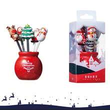 5PCS Navidad tenedor de fruta de silicona, regalo de Navidad de silicona tenedor de fruta tenedor de ensalada de acero inoxidable tenedor de alimentos de los niños de cerámica titular de la Copa Reutilizable fruta tenedor decoración lindo 5 Navidad tenedores de fruta 1 taza de cerámica - Multicolor - Ver 3