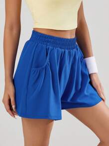 VUTRU 1 pieza VUTRU Pantalón corto con elástico en la cintura y bolsillos, ligero para estudio de yoga, gimnasio, verano