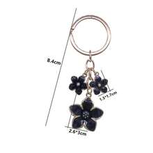 樱花钥匙扣简约樱花花卉手机挂件装饰配件女士、女孩背包学校汽车配件可爱哥特 Y2k 包配件挂绳带身份证夹汽车配件包饰 - 黑色-新 - 查看 2