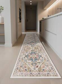 1pc Bohemian Style Brown Area Rug, Washable Non-Slip, 850g/M² For Living Room Bedroom Kitchen Office Entryway