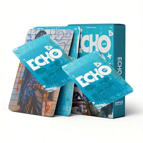 55 piezas Tarjetas fotográficas DIY del nuevo álbum ECHO de JIN - Tarjetas LOMO, Tarjetas fotográficas de ídolos K-Pop para fans, adecuadas como regalos para el Día de la Amistad, de despedida, aniversario, Año Nuevo o bendiciones, mercancía de la ola coreana