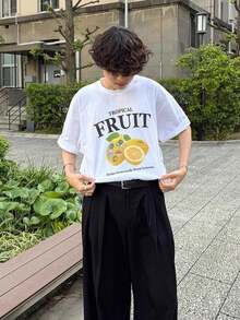 200g Cotton T-Shirt 2025 Men's New Short-Sleeved Cotton Vacation Pattern Short-Sleeved Crew Neck Matching Look