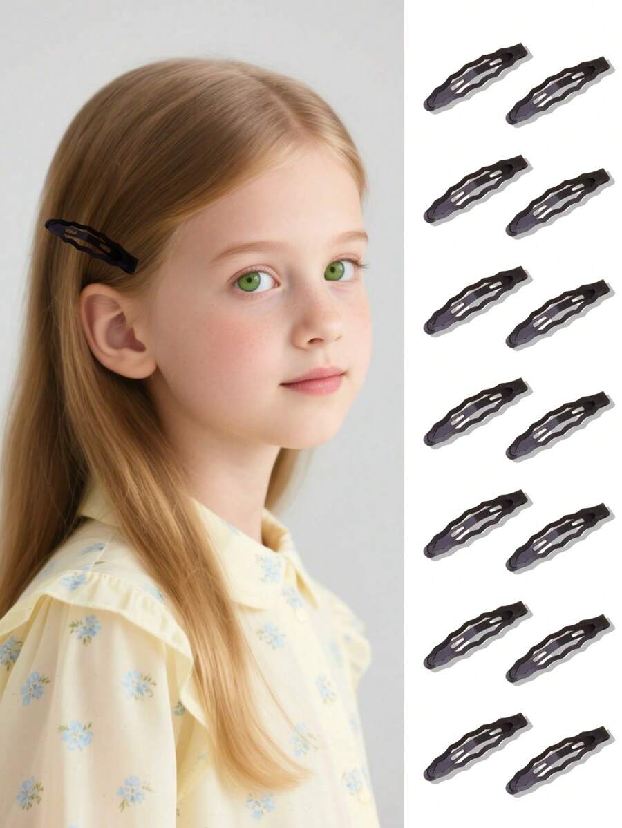 12 Stücke Mädchen einfache schwarze Cut Out Wellen Wort Clips