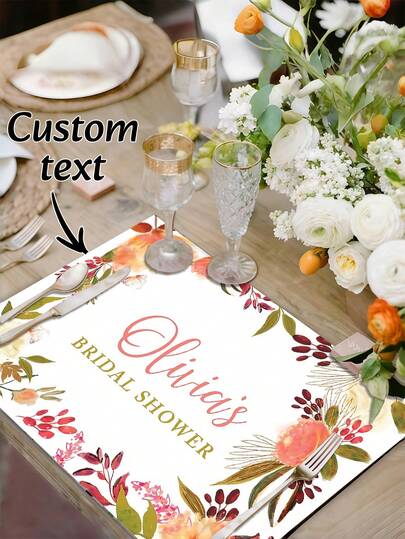 2/4/8pcs Personalized Custom-Made Placemat For Dining, Upscale Oil Painting Flower-Style Restaurants, Luxurious Restaurant-Style Personalized Table Decorations And Words, The Top Choice For Family Gifts