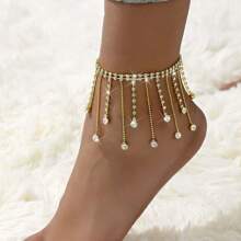 1pc Tassel & Rhinestone Anklet, Suitable For Daily Wear