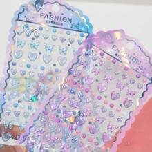 3D Colorful Butterfly Love Rhinestone Gem Embossed Sticker Phone Case Photo Card Decorative Sticker,School Supplies,Back To School