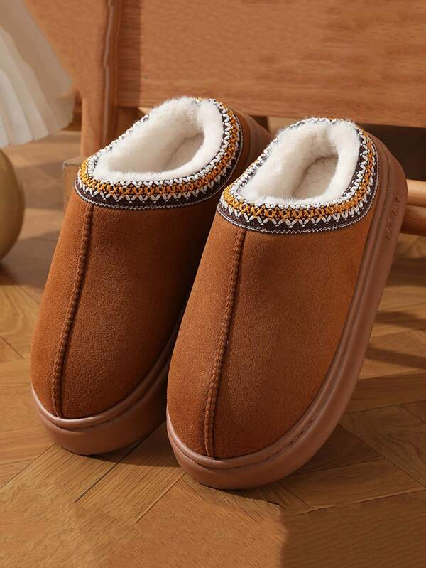 Novas Pantufas Masculinas de Cor Sólida com Aparência de Camurça, Deslizamento, Pantufas Unissex Ultraligeiras de EVA e Espuma de Memória, Outono/Inverno