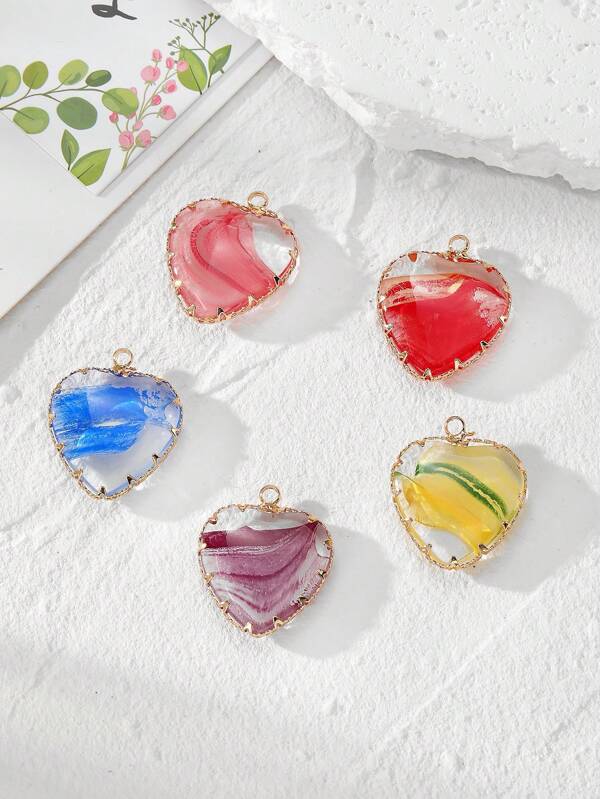 6/12pcs Copper Wire Wrapped Dried Flower & Clear Resin Pendant, DIY Handmade Keychain Earring Necklace Accessories