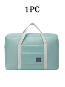 1pc Foldable Laundry Bag With Logo, Travel Organizer, Lightweight Washing Bag With Shoulder Strap, Durable Drawstring Closure, Multipurpose Rectangular Woven Toiletry Bag, Portable Closet Organizer, Space-Saving Home Storage, Carry-On Luggage, Suitable For Home And Travel, Essential For Back To School Storage