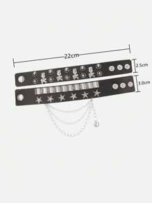 2 buc punk nită stele PU piele brățară pentru femei bărbați hip hop gotic întuneric fată rock bijuterii brățară brățară dragoste lanț hip hop accesorii