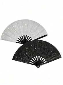 Large Glitter Fan For Line Dancing, Folding Fan,Women Hand Fan Retro Spanish Style Folding Hand Fan,13-Inch Boots On The Floor, Folding Hand Fan For EDM, Music Festival, Hot Flashes, Party, Decoration,Weddings And Dance Parties,Teacher's Day, Wedding Season, Graduation Season, Gifts For Family And Friends