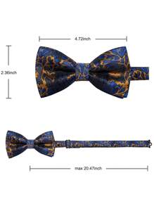 Men's Paisley Bowknot - Vintage Wedding Boutonniere, Jacquard Satin Textured Adjustable Clip-On, Groomsmen Luxury Accessory Set