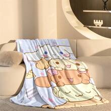 Sanrio Mehrfarbige Jellybean Corgi Hund Anime Decke - Gestrickte Polyester Fleece, modernes digitales Druckbild, Cartoon Thema, Sanrio Kitty Merchandise, gemütliche Ganzjahres Heim Dekor Tagesdecke, maschinenwaschbar