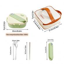 800 毫升便携式方形分隔午餐盒带餐具，3/4 格密封防漏 304 不锈钢便当盒，可爱卡通大容量午餐盒，带盖餐盘，可微波炉加热和热水加热，适合学生和成人在学校、办公室、户外露营、野餐、旅行中使用 - 彩色 - 查看 28