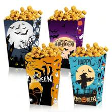 24/4 pièces Boîte à pop-corn en papier motif chauve-souris fantôme pour Halloween, boîte à frites motif sang, boîte de décoration de collation d'Halloween, décorations de scène de fête d'Halloween, décorations de centre de table d'Halloween, boîte à bonbons motif toile d'araignée rose, boîte-cadeau, convient pour la fête d'Halloween, la décoration de cuisine à la maison, les fournitures de cuisson