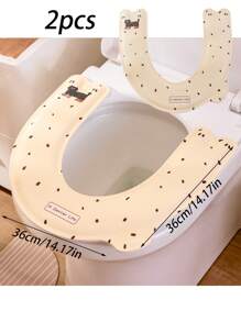 1/2pcs Adhesive Toilet Seat Cover, Waterproof Warm Padded Washable Foam Toilet Mat Cushion For Home, Maternity Bathroom Decor