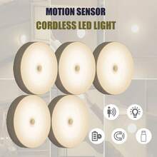 3 件/4 件/6 件 LED 阅读灯，8 个 LED 灯泡，可充电 USB 锂电池，开关类型，无需接线，带粘合剂，适用于办公室、楼梯、浴室、衣柜、卧室、厨房、走廊、室内装饰，适用于复活节、万圣节、感恩节、圣诞节、情人节 - 彩色 - 查看 5