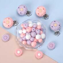Set de 37 piezas de cuentas de margarita de silicona de moda con pinzas, kit de manualidades para hacer joyas, llaveros, pulseras, decoración de bolígrafos y correas para identificación - Un regalo perfecto para fiestas para mujeres, hombres y amantes de la artesanía