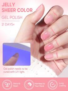 coscelia 25PCS 7ML Jelly Gel Nail Polish Set With Sheer Ice Clear Effect, 7ML Base Matte Top Coat, 22Colors Soak Off Crystal Translucent Nail Gel Polish Needed UV/LED Nail Lamp, Base & Top Coat Nail Supplies Nail File, Nude Pink Red Blue Purple Gel Nail Polish Kit Suitable For Women Or Nail Beginner DIY Nail Art Salon Set