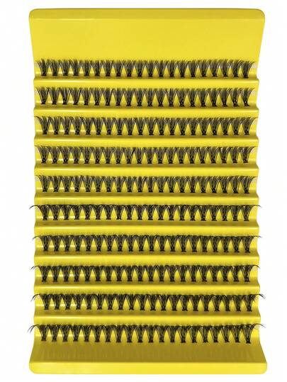 30pcs CC Curled False Eyelashes, 14mm, Thick & Dense, Elongated Outer Corner, Faux Mink Hair, 3D Curled, Fluffy Lash Clusters, Individual Lashes