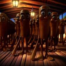 3er-Set Tung Tung Tung Sahur" Stick-Figuren Desktop Ornament, 11cm Fun 3D gedruckt "Tung Sahur" Stick-Figuren zum Sammeln und Dekorieren Sie Ihr Haus oder Büro - Braun - Übersicht 3