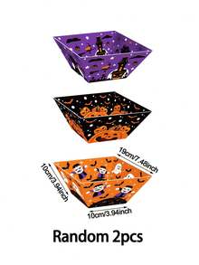 12pcs Halloween Popcorn Containers Boxes, Party Paper Snack Trays, Suitable For Popcorn, Corn Rolls, Snack Candy, Food Containers, Trick Or Treat Party Supplies, Halloween, Harvest Festival - Multicolor - View 10