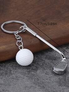 1 buah Gantungan Kunci Bola Golf Kasual, Seri Olahraga, Untuk Pria, Ransel, Sekolah, Aksesoris Mobil, Gaya Goth Lucu Y2k - Putih - View 3