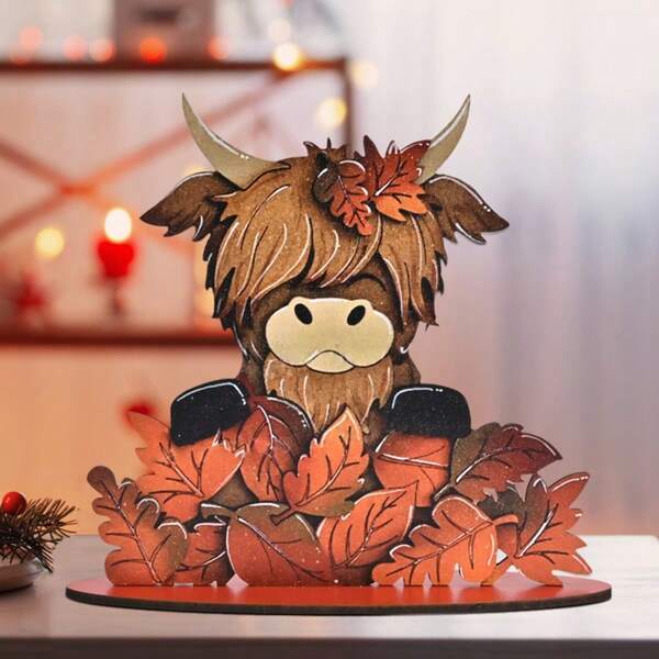 Fall Harvest Thanksgiving Hello Fall Sunflower Pumpkin Cow Theme Desktop Decorations Signs And Plaques, Fall Harvest Thanksgiving Wooden Signs, Home Office Decorations, Holiday Party Decorations, Craft Decorations, Fall Decoration
