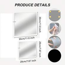 2 MM Thick 12x12 Inch Flexible Mirror Stickers Mirror Tiles For Home Wall Decoration Removable Mirror Wall Sticker Square Mirror Silver