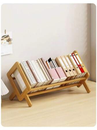 Compact 3-Tier Bamboo Bookshelf - Sturdy Book Stand & Storage Rack, Space-Saving For Home, Office, Dorm Desk - Easy Assembly, Perfect Gift For Students & Professionals, Minimalist Design, High Quality