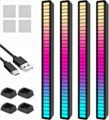 Hot Cool Soulpunk RGB Rechargeable Sound Control Light, Voice-Activated Pickup Music Rhythm Lights, Ambient Light, For Car, Gaming Room Decorations(4Pack) - 4Pack-Black(Ứng dụng) - Xem 7