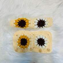 onEternal 1pc Handmade Crocheted Light Yellow Flower Steering Wheel Cover & 2pcs Seatbelt Covers Car Interior Decor Set