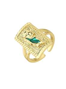 1 件可调节圣裘德圣徒天主教圣像戒指，宗教圣母玛利亚铜戒指珠宝男女通用 - 金黃色 - 查看 9