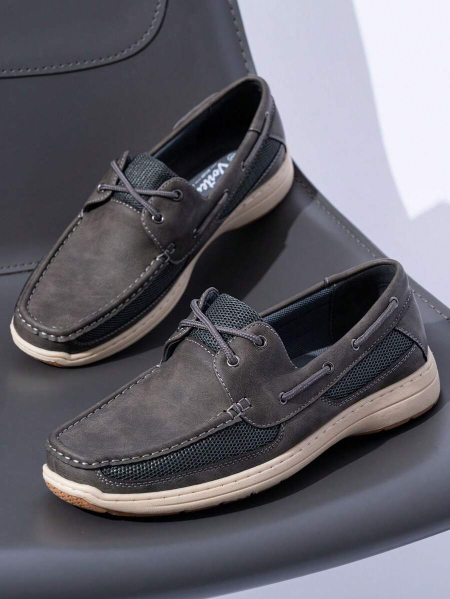 SHOESMALL Men's Boat Shoes Slip On Stylish Casual Loafers Deck Shoes Arch Support Lightweight Fashion Sneakers Gray Shoes - BMY3003-màu xám - Xem 1