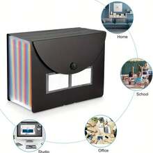 12/24/36 口袋可扩展风琴式文件袋，便携式月度纸质账单/税务收据整理袋，A4 尺寸文件袋，带空白和彩色标签，适用于学校、家庭和办公室，课堂必备，返校用品 - 彩色 - 查看 9