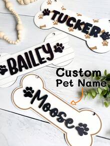 1pc Custom Kennel Name Plaque,Wooden Dog Name Sign,Personalized Crate Sign,Crate Sign With Paws,Dog Name Plate,Kennel Sign,Gift For Dog Lover, Personalized Dog Gift, Personalized Pet Gift(Without Hooks),Christmas Gift Supplies - Multicolor - View 3