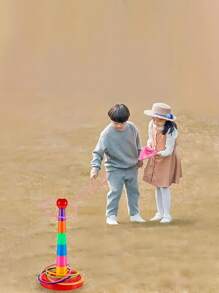 Dekoracja świąteczna 1 zestaw dziecięcych zabawek typu puzzle hoop, interaktywne gry rekreacyjne dla rodziców i dzieci, gry konkursowe dla dzieci w pomieszczeniach i na zewnątrz, do ćwiczenia wczesnego rozpoznawania kolorów przez dzieci (kolory kółek i wież są losowe) szkoła, uczeń, artykuły papiernicze, artykuły szkolne artykuły szkolne