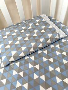 Laura Baby 2-Piece Sheet Set For American Standard Crib Or Mini Crib 100% Cotton - Blue Rhombus - View 1
