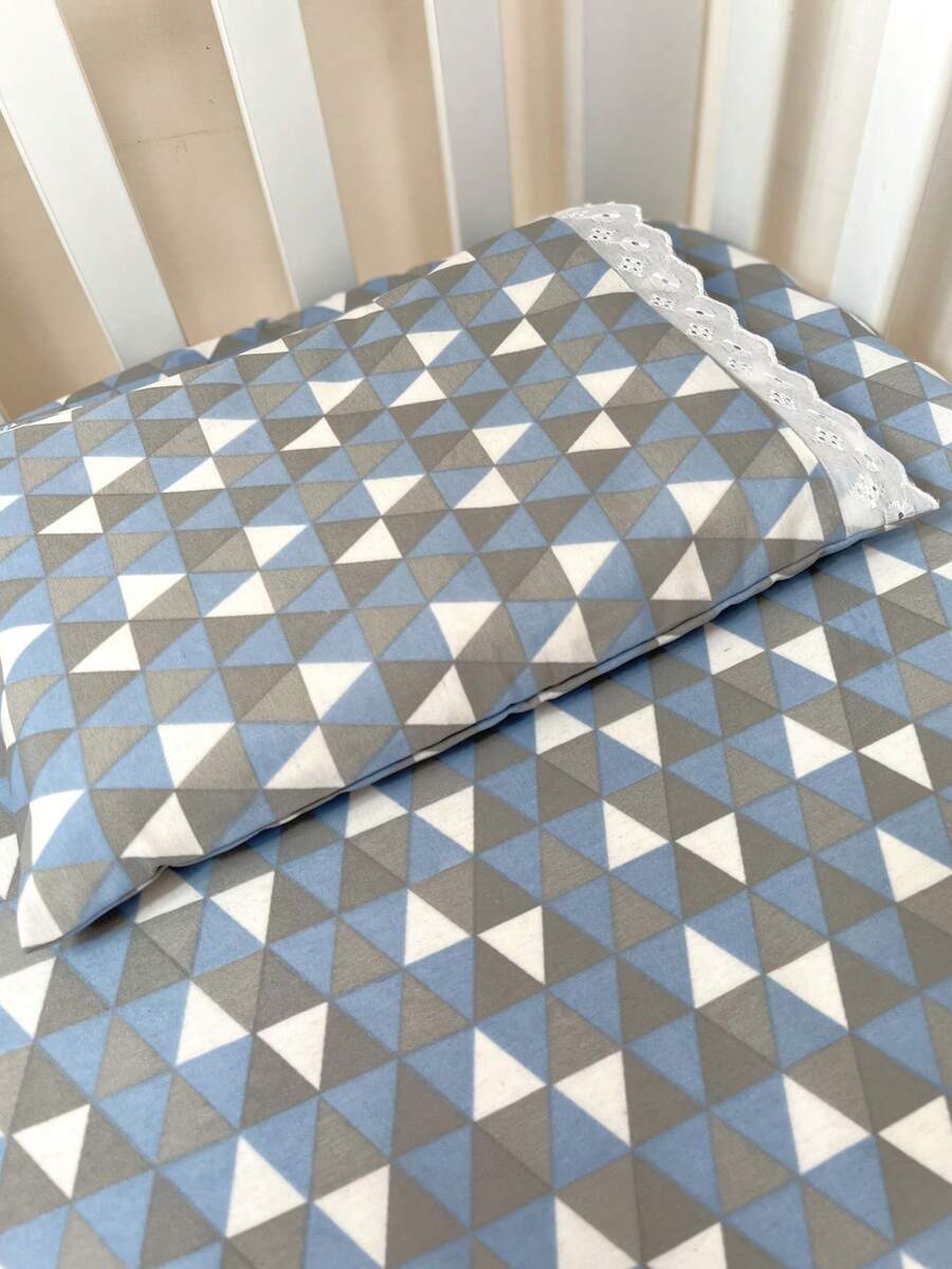 Laura Baby 2-Piece Sheet Set For American Standard Crib Or Mini Crib 100% Cotton - Blue Rhombus - View 1