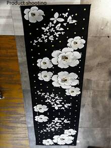 1pc White Floral Area Rug, Long Runner Rug, In-Style Rug, Hallway Carpet, Decorative Rug, Sofa Seat Rug, Thick Pile Rug, Home Decor Room Accessory, Living Room Rug, Bedroom Rug, Entryway Rug, Kitchen Rug, Bathroom Rug, Study Rug - Multicolor - View 9