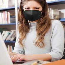 LEMENT 25pcs KN95 Face Mask Black 5 Layer Cup Dust Safety Masks Filter Efficiency≥95% Breathable Elastic Ear Loops Black Masks - Black - View 6