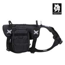Whinhyepet Adjustable Military Dog Harness, Black XL - Durable No-Pull Vest For Large Dogs, Ideal For Training And Outdoor Adventures