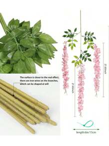 Artificial Wisteria Hanging Flowers Fake Wisteria Flower Garland Silk Vines Rattan Decor For Home Wedding Arch Wall Garden Greenery Bedroom Outdoor Office Party Decoration, Valentine Day, Gift Gifts Birthday Graduation,Garden Decor,Outdoor Plant,Gardening,Fake Flowers