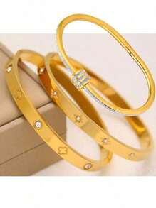 Conjunto de pulseira e bracelete de aço inoxidável de alta qualidade com zircônia e flor, estilo vintage, adequado para uso diário, dia dos namorados, mãe, dia das mães, presente