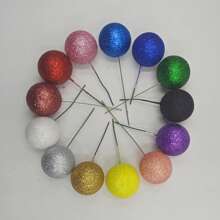 20 件闪光球生日快乐蛋糕装饰粉红金色婚礼派对礼物蛋糕装饰圣诞派对甜点装饰 - 彩色 - 查看 3