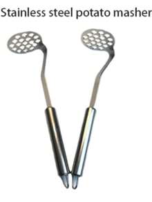 1pc Stainless Steel Potato & Carrot Masher - Silver - View 4