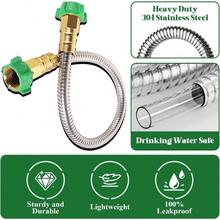 2FT Short Garden Hose With Female To Female Connector Metal Leader Hose For Hose Reel Connection 304 Stainless Steel Durable Water Hose 2ft - Silvery - View 2